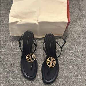Brand new with box and bag Tory Burch Capri Miller Low Heel Calf Leather sandal.